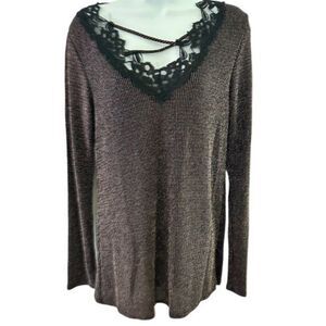 Blumin‎ Apparel Women's NWT SZ M Multi-colored Metallic Woven Lacey Tunic Top